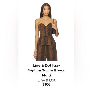 Line & Dot Brown Strapless Peplum Top